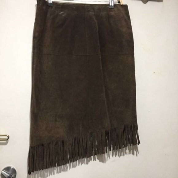 VINTAGE LE CHATEAU LEATHER FRINGED SKIRTS SIZE 910 - Picture 5 of 7